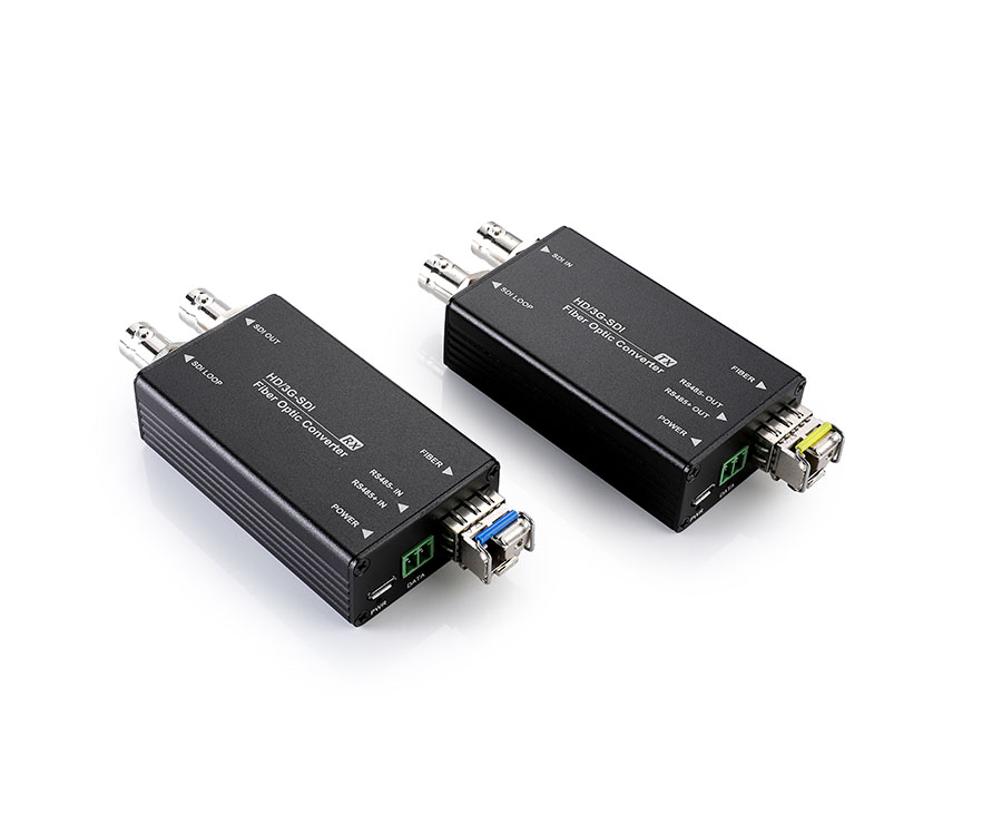 1-channel 3G SDI Video to fiber converter with 1-channel Reverse RS485 